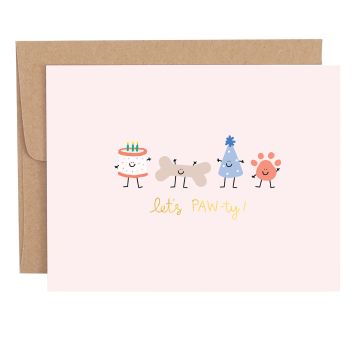 Let's Pawty Dog Paw Celebration Greeting Card